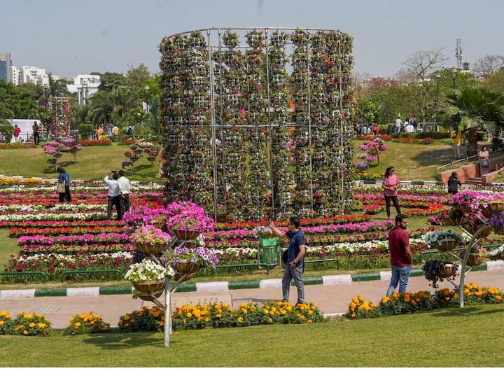 A two-day G20-themed flower festival was organised in Delhi's Central Park and Connaught Place on Saturday. (Image: PTI )