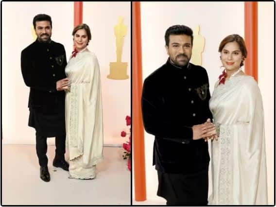 Ram Charan-Upasana At Oscar Awards 2023: ਸਾਊਥ ਦੇ ਸੁਪਰਸਟਾਰ ਰਾਮ ਚਰਨ '95ਵੇਂ ਅਕੈਡਮੀ ਐਵਾਰਡਜ਼' 'ਚ ਆਪਣੀ ਪਤਨੀ ਉਪਾਸਨਾ ਕਮੀਨੇਨੀ ਨਾਲ ਪਹੁੰਚੇ। ਉਸ ਦੀਆਂ ਤਸਵੀਰਾਂ ਸੋਸ਼ਲ ਮੀਡੀਆ 'ਤੇ ਵਾਇਰਲ ਹੋ ਰਹੀਆਂ ਹਨ।