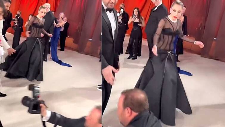 Viral Video Lady Gaga rushes to help photographer who slipped on the red carpet at Oscars 2023 Oscars 2023: সামনে লেডি গাগা, ছবি তুলতে গিয়ে রেড কার্পেটে মুখ থুবড়ে পড়লেন ফটোগ্রাফার!