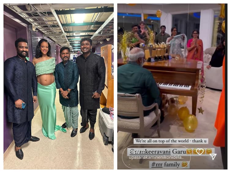 Naatu Naatu Singers Have Fanboy Moment With Rihanna, MM Keeravani Plays Piano At Oscars After-Party