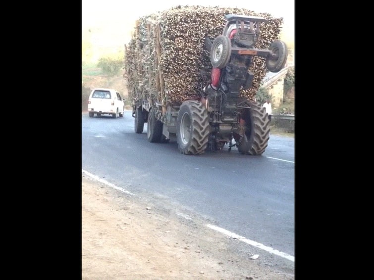 Video Of Overloaded Tractor With Its Front Wheels Up Goes Viral Netizens Call It The Great Indian Jugaad Video Of Overloaded Tractor With Its Front Wheels Up Goes Viral, Netizens Call It 'The Great Indian Jugaad'