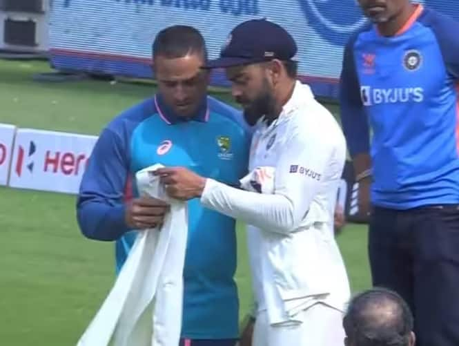 Virat Kohli Gift Jersey To Usman Khawaja Video Watch: મેચ બાદ કોહલીએ જીત્યું ઓસ્ટ્રેલિયન ફેન્સનું દિલ, ઉસ્માન ખ્વાજાને ગિફ્ટમાં આપી જર્સી