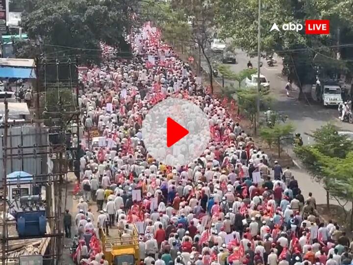 Thousands of Maharashtra farmers march towards Mumbai from Nashik for their demands Watch: लाल झंडा और नारे...सरकार का ध्यान खींचने के लिए नासिक से मुंबई की तरफ किसानों का मार्च
