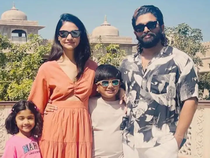 pushpa star allu arjun is on A short sweet break with family see his  vacation photo | राजस्थान में छुट्टियां मना रहे हैं Allu Arjun, एक्टर की  फैमिली के साथ वेकेशन की खूबसूरत फोटो देखिए