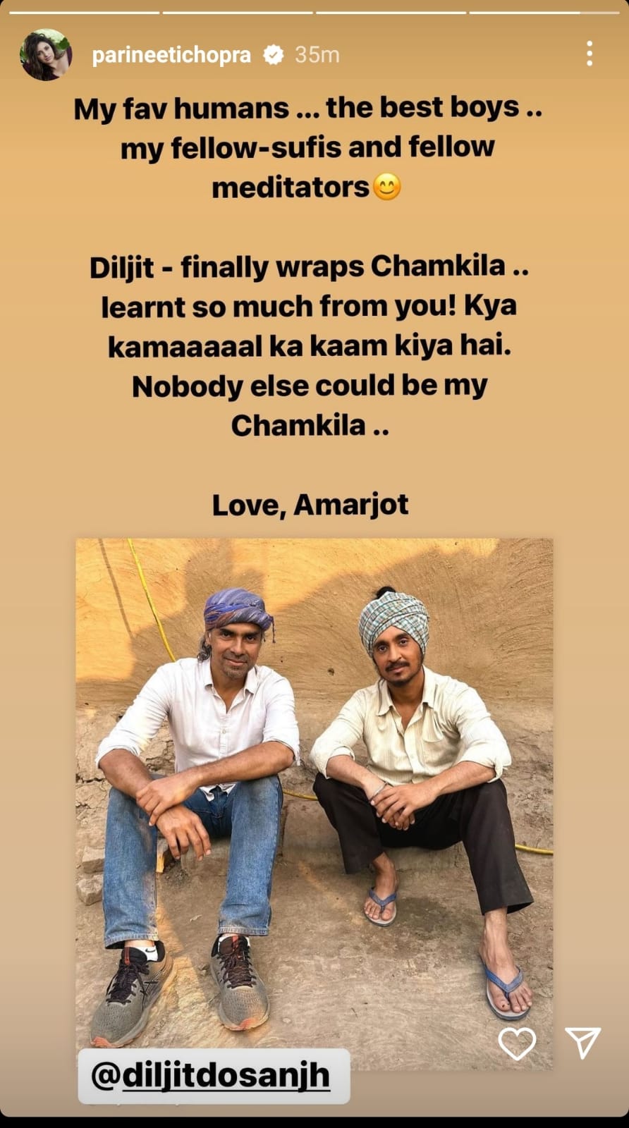 My Fav Humans': ‘Chamkila’ Stars Parineeti Chopra And Diljit Dosanjh Can’t Stop Praising Each Other