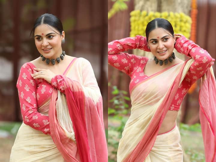 Kundali Bhagya actor Shraddha Arya shared pictures of herself in white-red saree. Shraddha painted a picture of elegance in the newly shared pics; Check out.