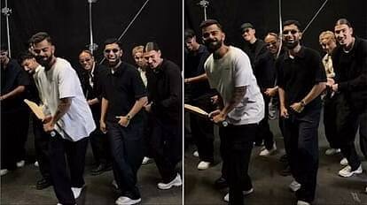 Virat Dance Viral: virat kohli best danced with norway quick style with staff members Virat Dance Viral: વિરાટે નૉર્વેની ડાન્સ ક્રૂ ક્વિક સ્ટાઇલથી કર્યો ડાન્સ, બેટ હાથમાં લઇને લગાવ્યૂ ઠૂમકાં