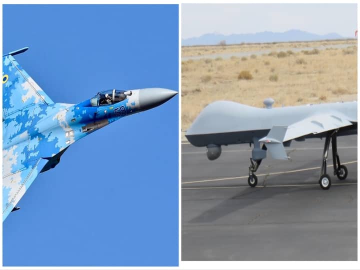 Russian jet collides with, downs U.S. drone over Black Sea know full details Russia Jet - US drone Clash: பெரும் பதற்றம்.. அமெரிக்க ட்ரோன் மீது மோதிய ரஷ்ய ஜெட் விமானம்..! நடந்தது என்ன..?