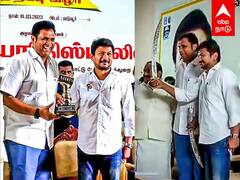 Udhayanidhi AIIMS Statue : AIIMS செங்கல் TROPHY...வீர வாள்.. பரிசளித்த TRB ராஜா.. அசந்த உதயநிதி...