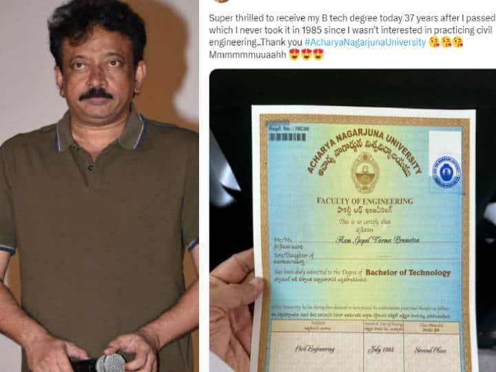 Director Ram Gopal Varma Receives Degree Certificate after  37 years Ram Gopal Varma: 37 ஆண்டுகளுக்குப் பிறகு “பி.டெக்” பட்டம் பெற்ற இயக்குநர் ராம் கோபால் வர்மா.. கலாய்க்கும் நெட்டிசன்கள்..!