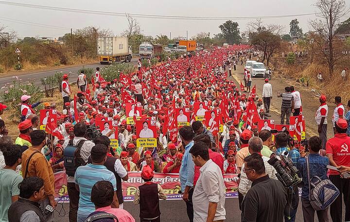 The CPM organised the march, and in addition to farmers, many unorganised sector employees, tribal community members, and others participated.