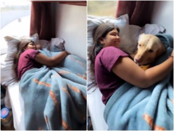 Video: ट्रेन में महिला के साथ सोते नजर आया क्यूट डॉगी, अब इंटरनेट पर वायरल है इस वक्त का वीडियो