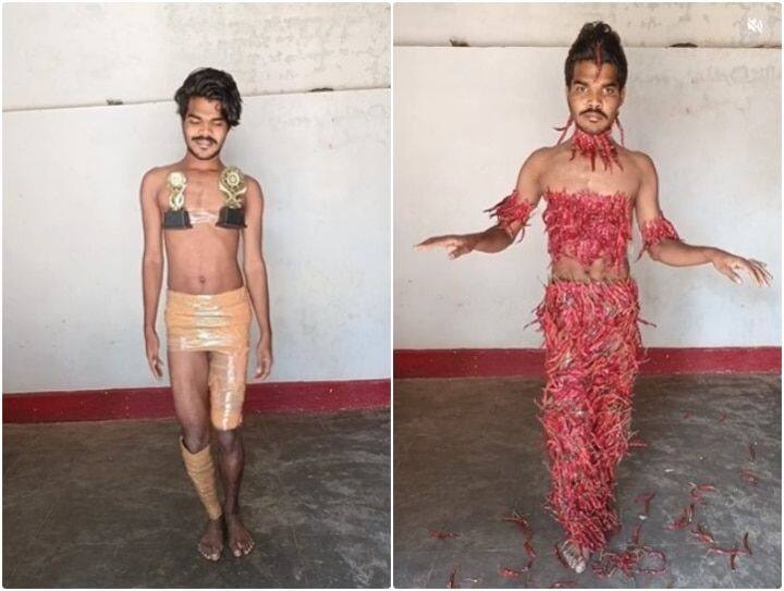 Man Dressed Like Urfi Javed In A Strange Way Viral Video મળી ગયો ઉર્ફી જાવેદનો મેલ વર્ઝન, અવનવા ડ્રેસમાં અનેક વીડિયો વાયરલ