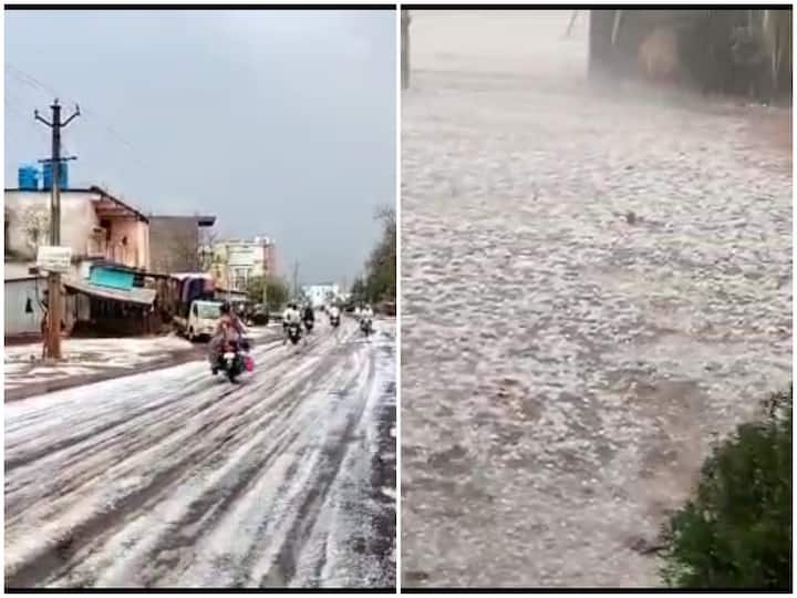 Hyderabad weather rain in many areas in city vikarabad hail rain road turns icy TS Weather : హైదరాబాద్ లో చల్లబడిన వాతావరణం, వికారాబాద్ లో వడగండ్ల వాన!