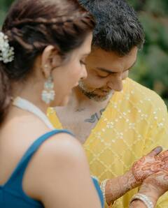 Dalljiet Kaur And Nikhil Patel Twin In Yellow At Haldi Ceremony, Actress Shares Pics With Their Kids