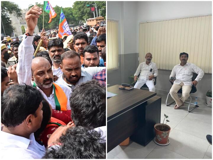 Hyderabad BJP Cheif Bandi Sanjay Mla Etela Rajender arrest in TSPSC Paper leakage protest DNN Bandi Sanjay Etela Arrest : టీఎస్పీఎస్సీ పేపర్ల లీకేజీపై బీజేపీ ఆందోళన- బండి సంజయ్, ఈటల అరెస్ట్!