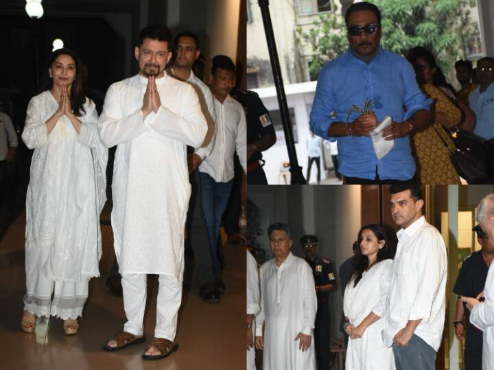 Madhuri Dixit Mother Prayer Meet: बॉलीवुड माधुरी दीक्षित की मां स्नेहलता दीक्षिक का 12 मार्च को निधन हो गया था. आज मुंबई में उनके लिए प्रार्थना सभा रखी गई. जिसमें कई सेलेब्स पहुंचे.