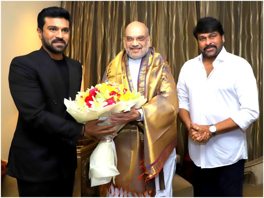 Ram Charan - Amit Shah : రామ్ చరణ్కు అమిత్ షా సత్కారం - ఇండియన్ సినిమా లెజెండ్ చిరంజీవి అంటూ... Amit Shah Met RRR Fame Actor Ram Charan His Father Chiranjeevi in Delhi after Naatu Naatu Won Oscars Ram Charan - Amit Shah : రామ్ చరణ్కు అమిత్ షా సత్కారం - ఇండియన్ సినిమా లెజెండ్ చిరంజీవి అంటూ...