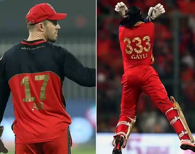 RCB to retire 17 and 333 jersey numbers in honour of AB de Villiers and Chris Gayle RCB ની જર્સી નંબર-17 અને 333 થશે નિવૃત, ડિવિલિયર્સ અને ક્રિસ ગેલના સન્માનમાં ફ્રેન્ચાઇઝીએ લીધો નિર્ણય