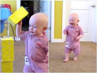 Video: हैरतअंगेज अंदाज में टास्क पूरा करने पर खुशी से झूम उठा बच्चा, दिल जीत रही वीडियो