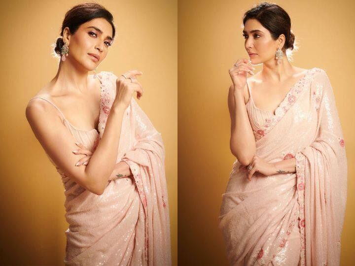 Karishma Tanna Saree Look: टीवी की पॉपुलर एक्ट्रेस करिश्मा तन्ना अपनी फिटनेस को लेकर चर्चा में रहती हैं. हाल ही में उन्होनें पेस्टल कलर की शिमरी साड़ी में अपना दिलकश अंदाज दिखाया है.