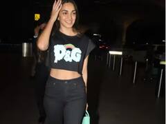Kiara Advani Airport Look: એરપોર્ટ પર ઓલ બ્લેક લૂકમાં દેખાઇ કિયારા અડવાણી, ક્રૉપ ટૉપમાં ફ્લૉન્ટ કરી પાતળી કમરિયા