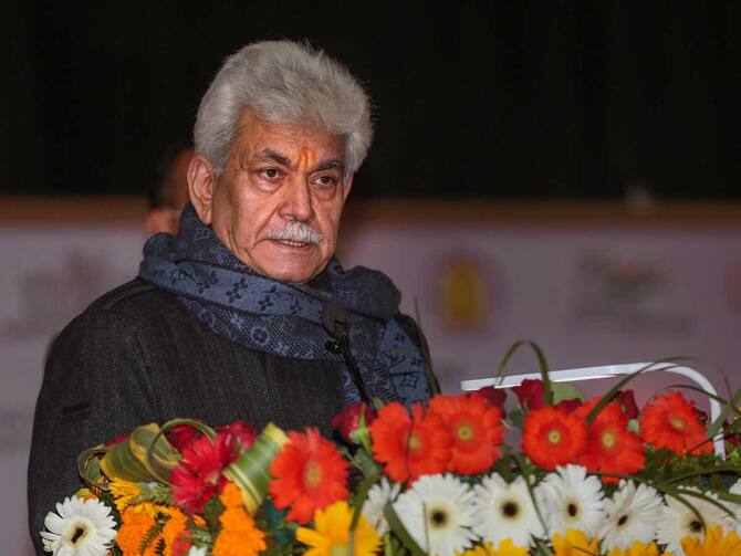 J-K LG Manoj Sinha Lays Foundation Stone For First Mega Mall Project In Srinagar