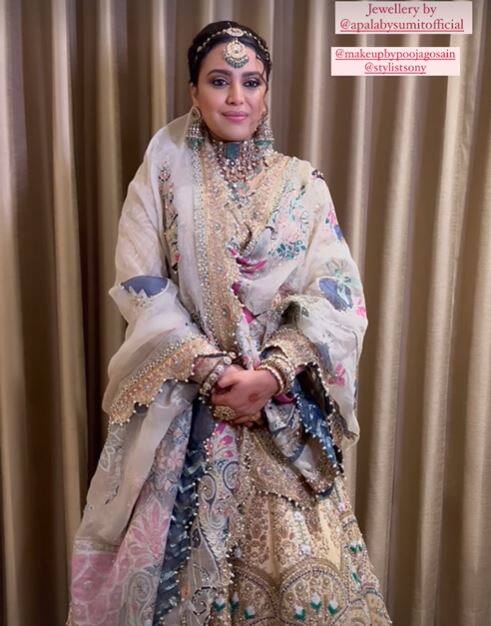 Swara shared the video of her walima lehenga on Instagram and revealed that the lehenga was designed by a Pakistani a Pakistani designer. She wrote, 