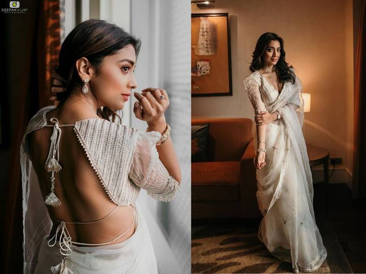 Shriya Saran Saree Look : बॉलिवूड अभिनेत्री श्रिया सरन इंस्टाग्रामवर खूप सक्रिय असते आणि तिचे लेटेस्ट फोटो शेअर करून चाहत्यांना अपडेट देत असते.