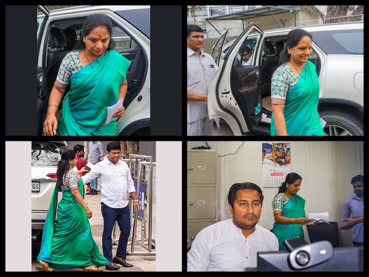 BRS MLC K Kavitha arrived at the Enforcement Directorate office in Delhi to join the second round of questioning in the Delhi Excise policy case.