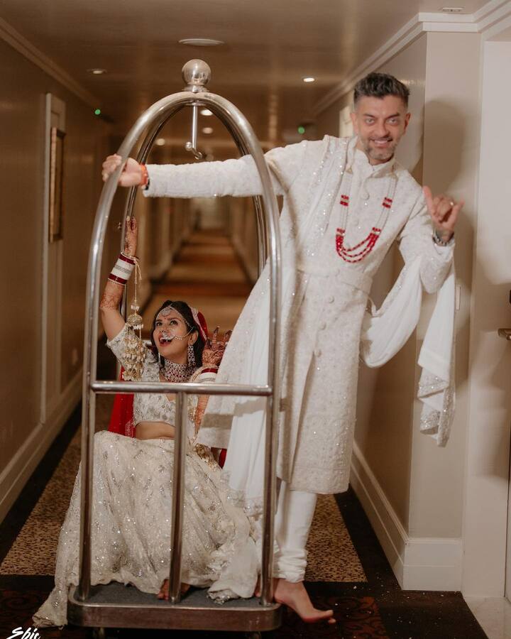 Dalljiet and Nikhil got engaged in January in Nepal after meeting at a party in Dubai.