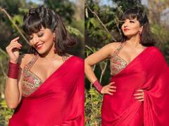 Monalisa Saree Look: मैरून साड़ी और गोल्डन ब्लाउज में मोनालिसा ने कराया फोटोशूट, नए हेयरस्टाइल में दिखीं बला की खूबसूरत
