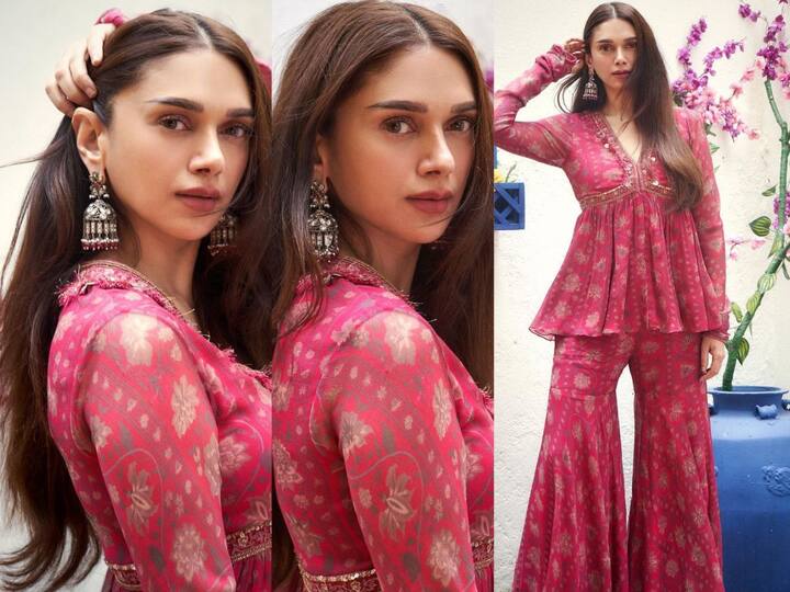 Aditi Rao Hydari : பிரபல நடிகை அதிதி ராவ், தாஜ்:டிவைடட் பை ப்ளட் எனும் வெப் தொடரில் நடித்துள்ளார், இதற்கான ப்ரமோஷன் பணிகளில் ஈடுபட்டுள்ள இவரது புகைப்படங்கள் வைரலாகி வருகின்றன.