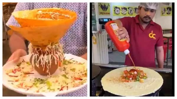 Viral: Cheesy Matka Dosa destroyed this South Indian dish Video: આઇસક્રીમ ઢોસા પછી... મટકા ઢોસાએ સૌને ચોંકાવી દીધા, યુઝર્સે કહ્યું FIR ક્યાં નોંધાવવી?