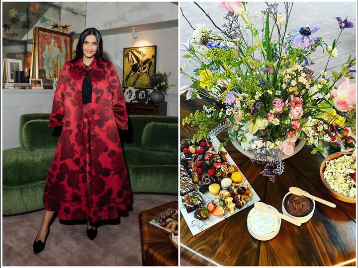 Actress Sonam Kapoor hosted a sumptuous dinner party to mark her first Mother's Day in the UK. She released photos of the event and her recently renovated home.