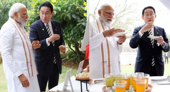 Japan PM enjoyed Panipuri with PM Modi : पंतप्रधान नरेंद्र मोदी आणि जपानच्या पंतप्रधानांनी मारला पाणीपुरी आणि लस्सीचाही आस्वाद घेतला.