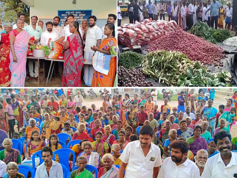 Tindivanam panchayat council president provides 25 kg of rice and vegetables to family card holders every month Villupuram : 
