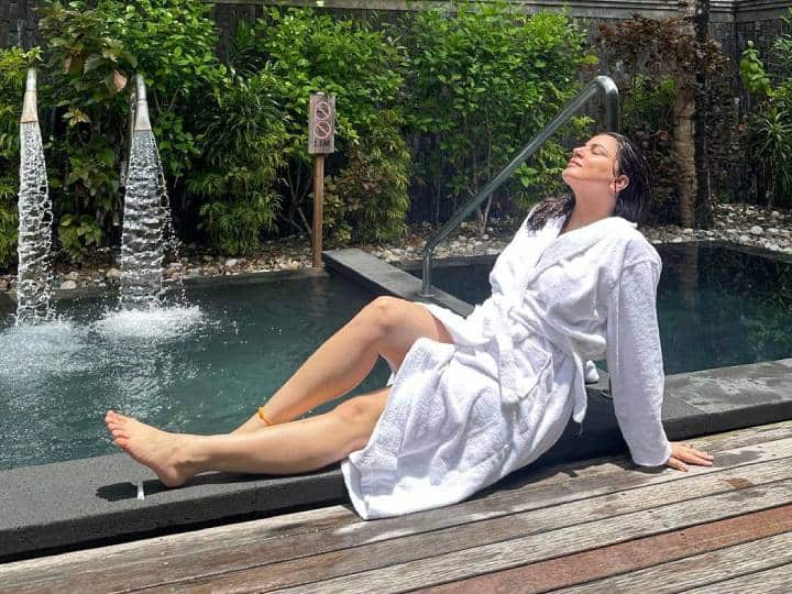 Preeta of ‘Kundali Bhagya’ shared photos in a bathrobe, seen balkhati by the pool in Maldives