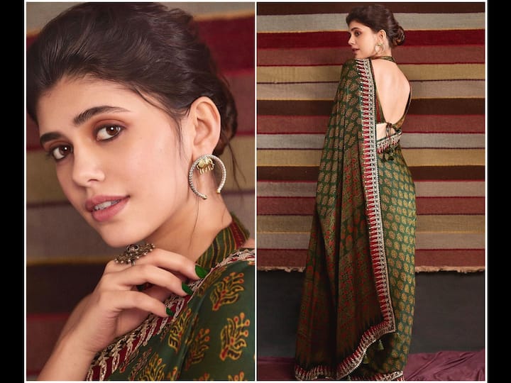 Sanjana Sanghi donned an elegant look in a printed saree for a recent awards function.