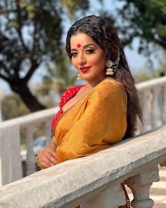 Monalisa Latest Photos : भोजपुरी अभिनेत्रीचा साडीत भन्नाट लूक; पाहा फोटो