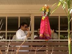 Raj Thackeray:  किआन ठाकरेचा पहिला गुढीपाडवा,  नातवाला कडेवर घेत राज ठाकरेंनी केली गुढीची पूजा