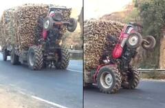 ਟਰੈਕਟਰ ਇੰਨਾ ਓਵਰਲੋਡ ਸੀ ਕਿ ਅੱਗੇ ਤੋਂ ਉੱਠ ਗਿਆ ਅਤੇ ਫਿਰ ਵੀ ਚੱਲਦਾ ਰਿਹਾ... ਤੁਸੀਂ ਵੀ ਦੇਖੋ ਇਹ Video