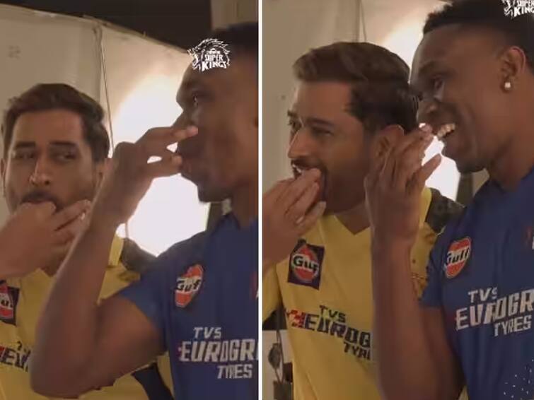 IPL 2023: MS Dhoni Teaches Dwayne Bravo How To Whistle; CSK Release Video - Watch IPL 2023: எங்க ஊரு சென்னைக்கு... பிராவோவிற்கு விசில் அடிக்க கற்றுக்கொடுத்த தோனி- வைரலாகும் வீடியோ!