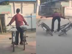 एक साथ 2 साइकिल चलाते इस बंदे को देख आप भी दंग रह जाएंगे, लोग लूप में देख रहे Video