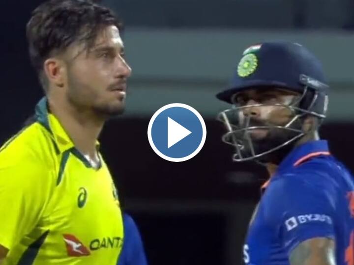 IND vs AUS 3rd ODI series Virat Kohli and Marcus Stoinis cocollides in match see viral video Watch: भारत-ऑस्ट्रेलिया तीसरे वनडे में जानबूझकर किंग कोहली के टकराए मार्कस स्टोयनिस, वीडियो में देखें विराट का रिएक्शन