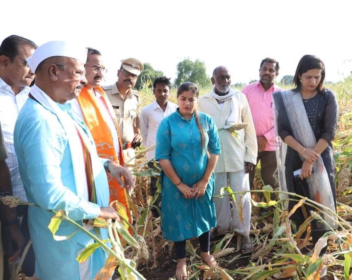 अवकाळी पावसामुळं शेती पिकांचं मोठं नुकसान झालं आहे. या नुकसानग्रस्त भागाची सत्तार यांनी पाहणी केली.