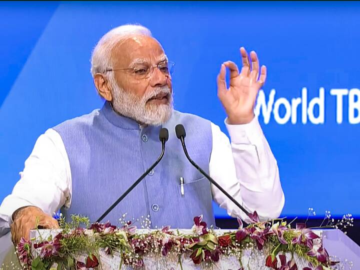 Prime Minister Narendra Modi addresses the One World TB Summit, organised on World Tuberculosis Day, in Varanasi, Friday, March 24, 2023.