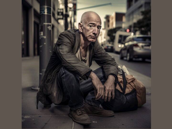 इसी तरह आर्टिसने जेफ बेज़ोस (Jeff Bezos ) की भी तस्वीर बनाई है जिसमें वह सड़क किनारे बैठे हुए दिख रहे हैं. तस्वीर इतनी रियलिस्टिक लग रही है कि इसमें नकली-असली के बीच अंतर कर पाना मुश्किल है. जेफ बेज़ोस अमेजन के पूर्व सीईओ रह चुके हैं.