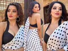 Monalisa Saree Look: सफेद साड़ी और फ्रिल ब्लाउज में मोनालिसा का खूबसूरत अंदाज, दिलकश अदाएं देख फैंस हुए बेकाबू