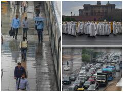 Delhi Wakes Up To Rain, Thunderstorm Today. Commuters Face Traffic Snarl — IN PICS